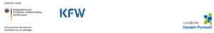 Logoleiste mit Förderhinweis: „Gefördert durch: Bundesministerium für Wohnen, Stadtentwicklung und Bauwesen – aufgrund eines Beschlusses des Deutschen Bundestages“, daneben das Logo der KfW (Kreditanstalt für Wiederaufbau) sowie das Logo des Landkreises Hameln-Pyrmont.